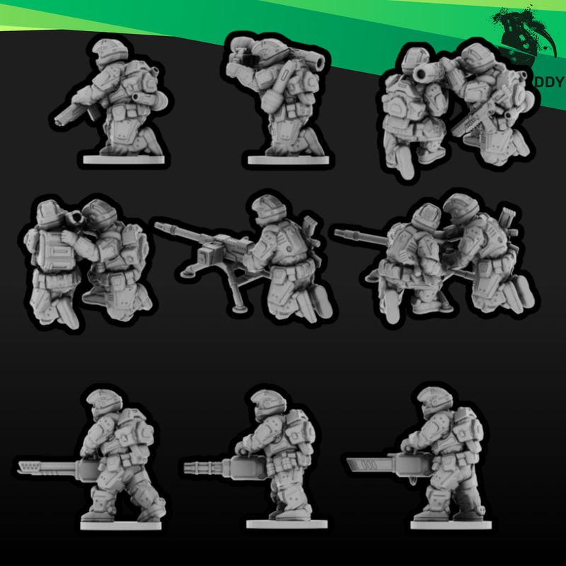 Sci-Fi Expeditionary Drop Troops- Weapons Squad (15mm+)