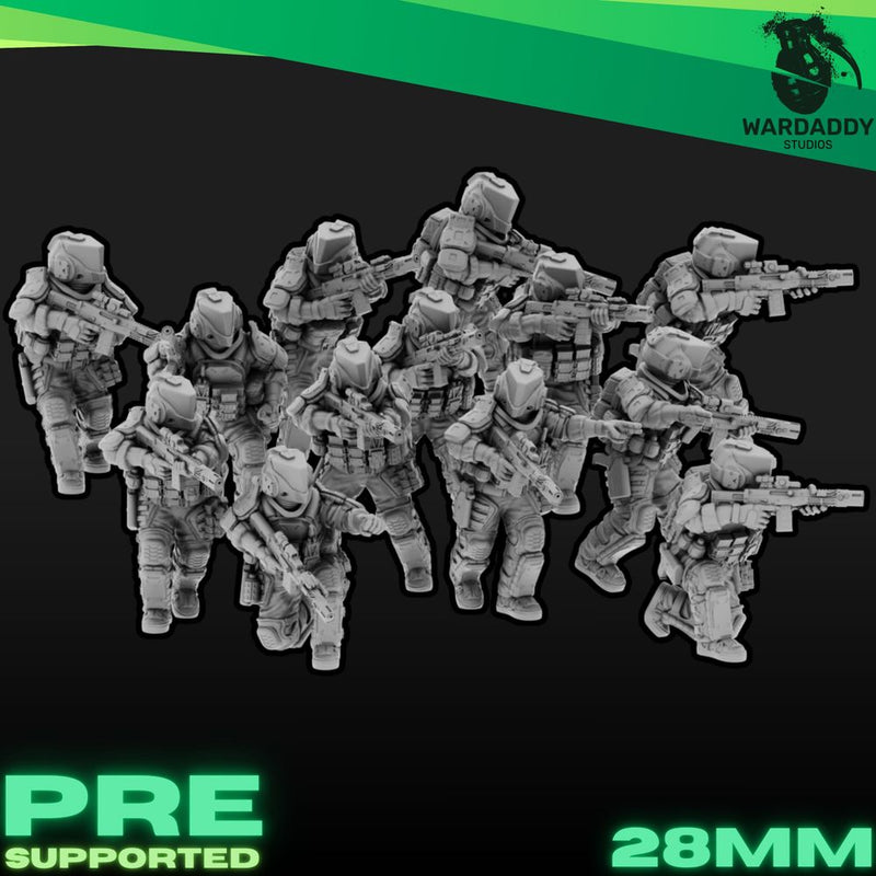 Sci-Fi Future Mercs- Riflemen - (28mm)