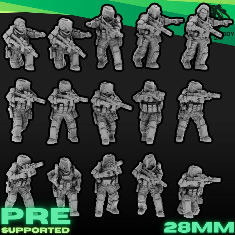 Sci-Fi Future Mercs- Riflemen - (28mm)