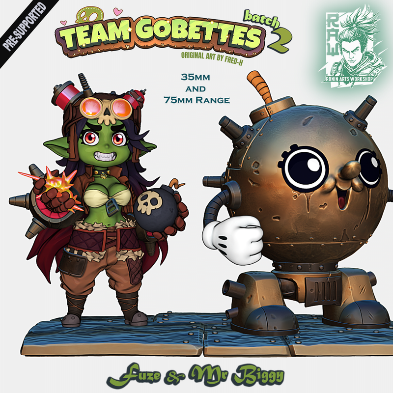 Chibi Goblin - Fuze and her Bombbot Mr. Biggy - STL only - Only-Games