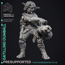 Gattaling Gumball - Goblin Artificer -  PRESUPPORTED - Illustrated and Stats - 32mm scale
