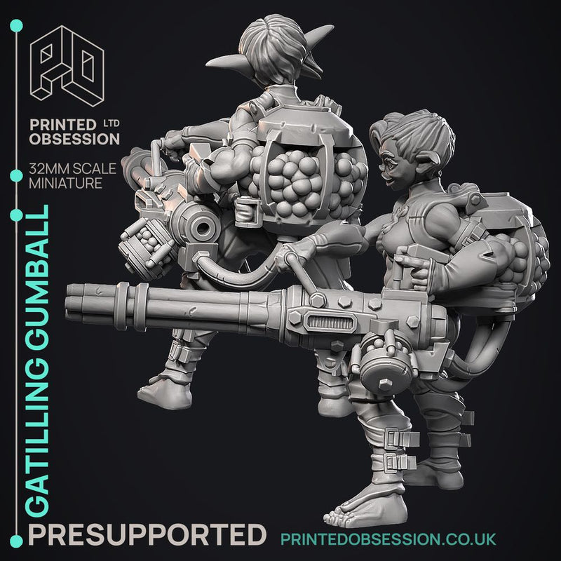 Gattaling Gumball - Goblin Artificer -  PRESUPPORTED - Illustrated and Stats - 32mm scale