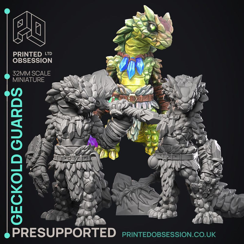 Geckold Guards - 2 Models -  PRESUPPORTED - Illustrated and Stats - 32mm scale