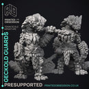 Geckold Guards - 2 Models -  PRESUPPORTED - Illustrated and Stats - 32mm scale