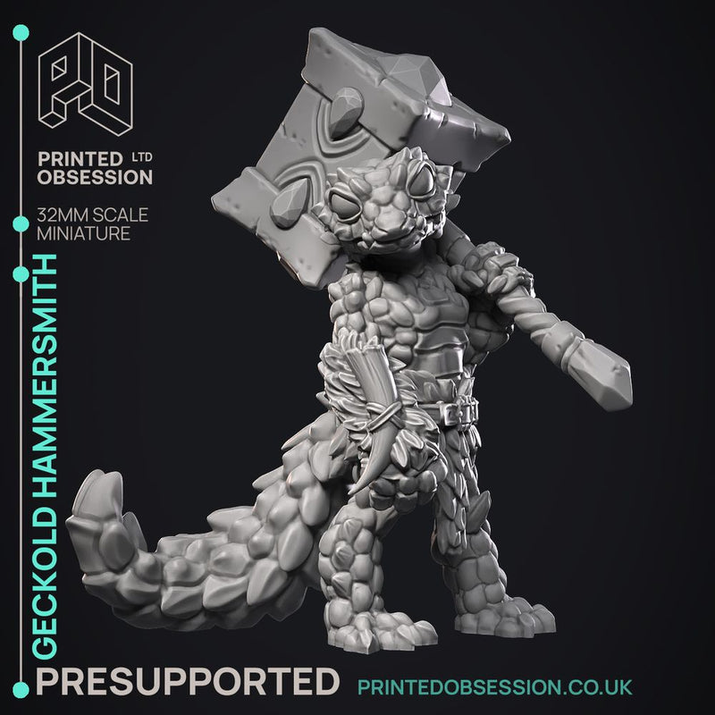 Hammer Smith - Geckold NPC -  PRESUPPORTED - Illustrated and Stats - 32mm scale