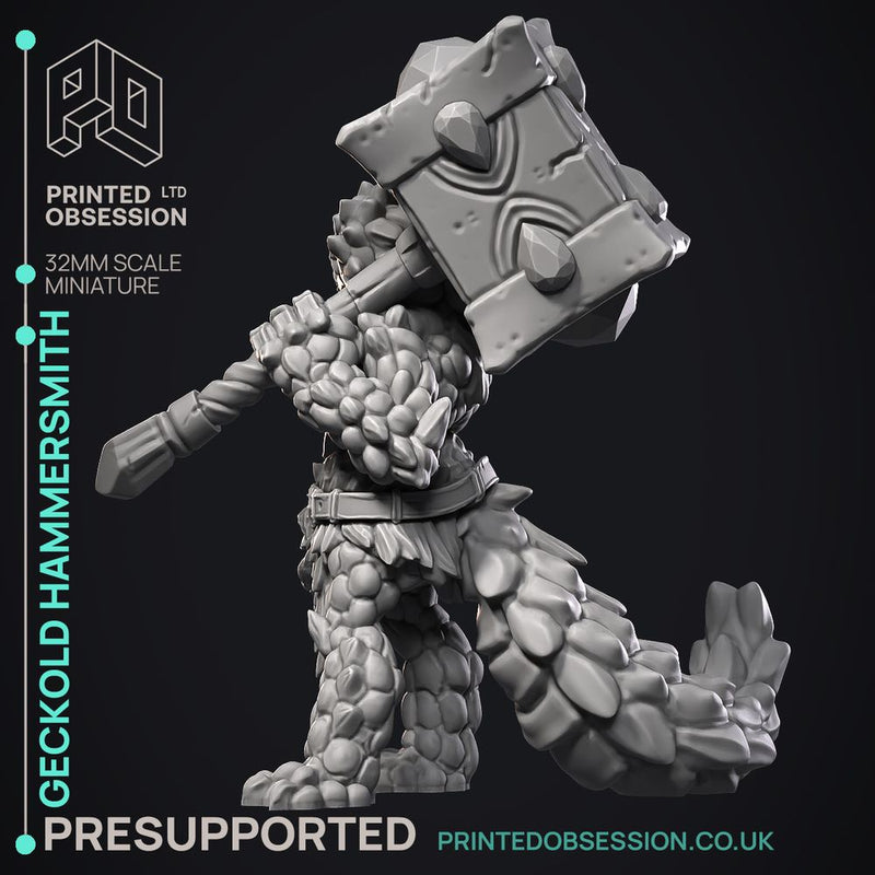 Hammer Smith - Geckold NPC -  PRESUPPORTED - Illustrated and Stats - 32mm scale