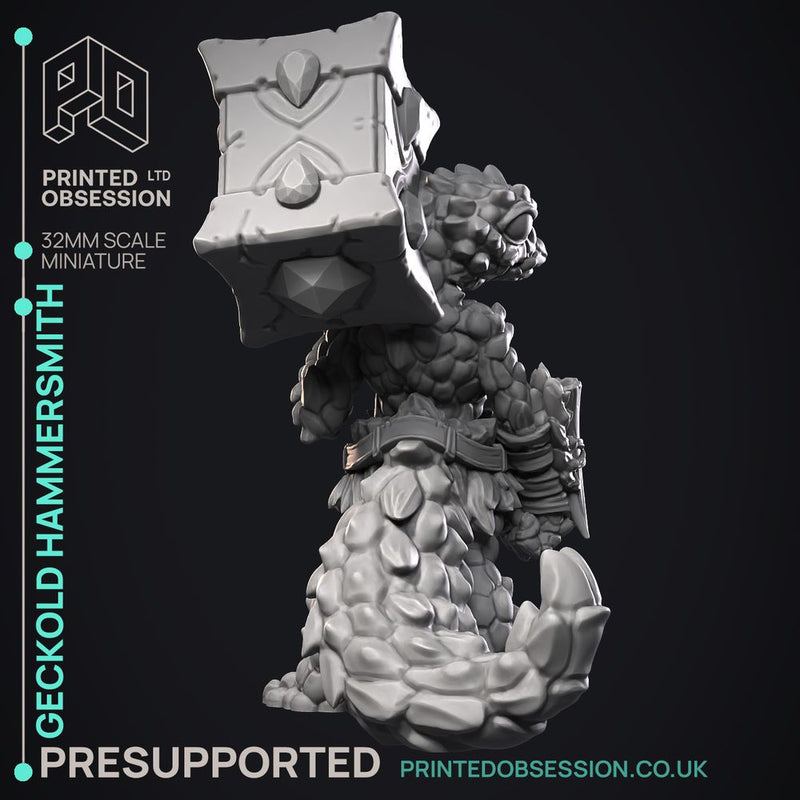 Hammer Smith - Geckold NPC -  PRESUPPORTED - Illustrated and Stats - 32mm scale
