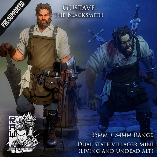 Gustave The Blacksmith - Living and Undead alts mini - STL only - Only-Games