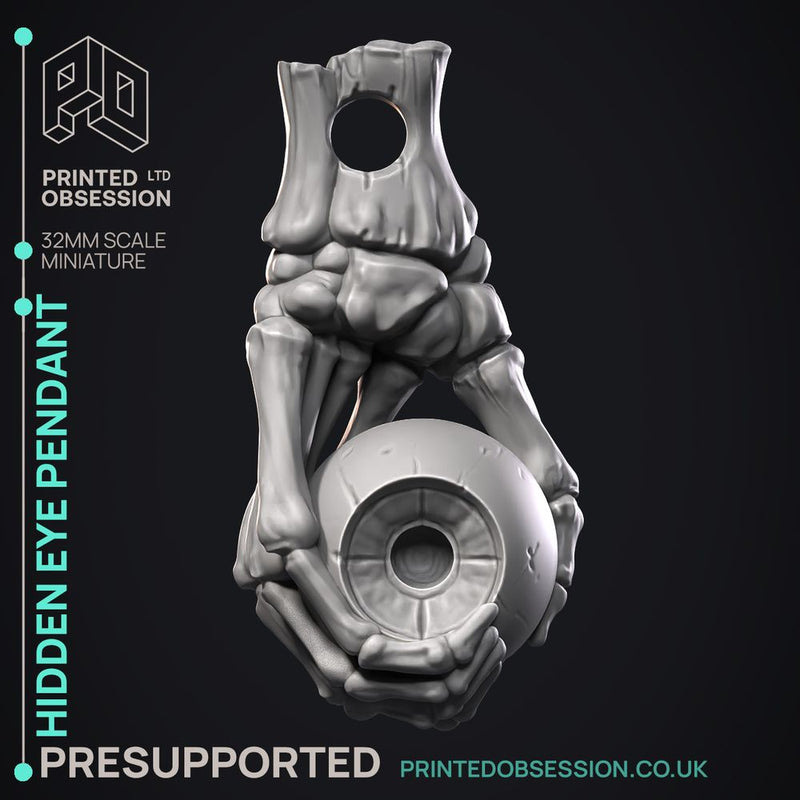 Hidden Eye Pendant - Prop -  PRESUPPORTED - Illustrated and Stats - 32mm scale