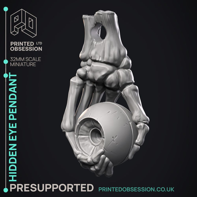 Hidden Eye Pendant - Prop -  PRESUPPORTED - Illustrated and Stats - 32mm scale