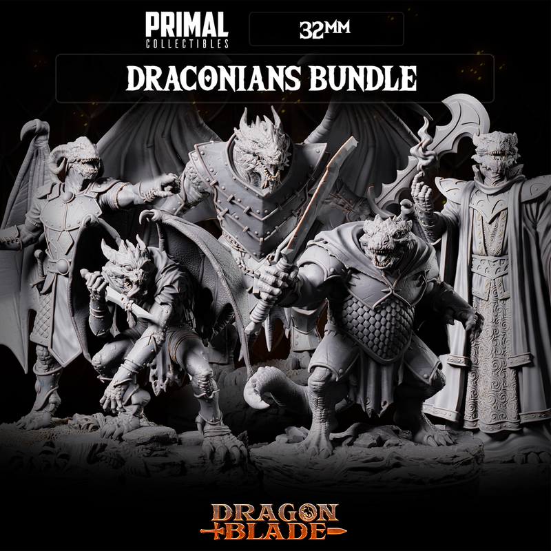 5 miniatures - 32mm - Draconians Bundle - DragonBlade - Only-Games