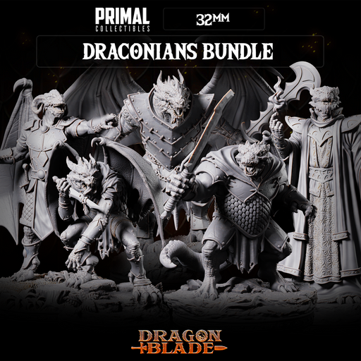 5 miniatures - 32mm - Draconians Bundle - DragonBlade - Only-Games