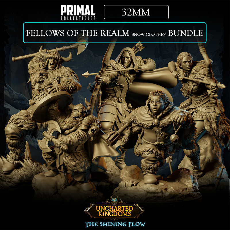 5 miniatures - 32mm - Fellows of the Realm Snow Clothes Bundle - Uncharted Kingdom - Only-Games