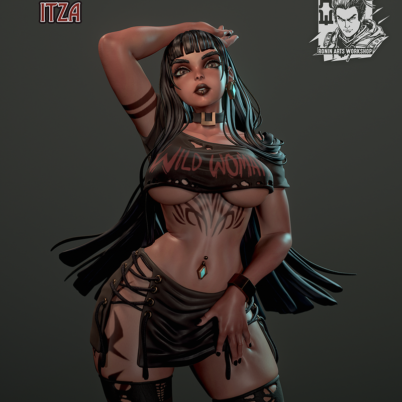 Goth Girl Itza (NSFW version) - 75mm and 120mm Pin-Up - STL only - Only-Games