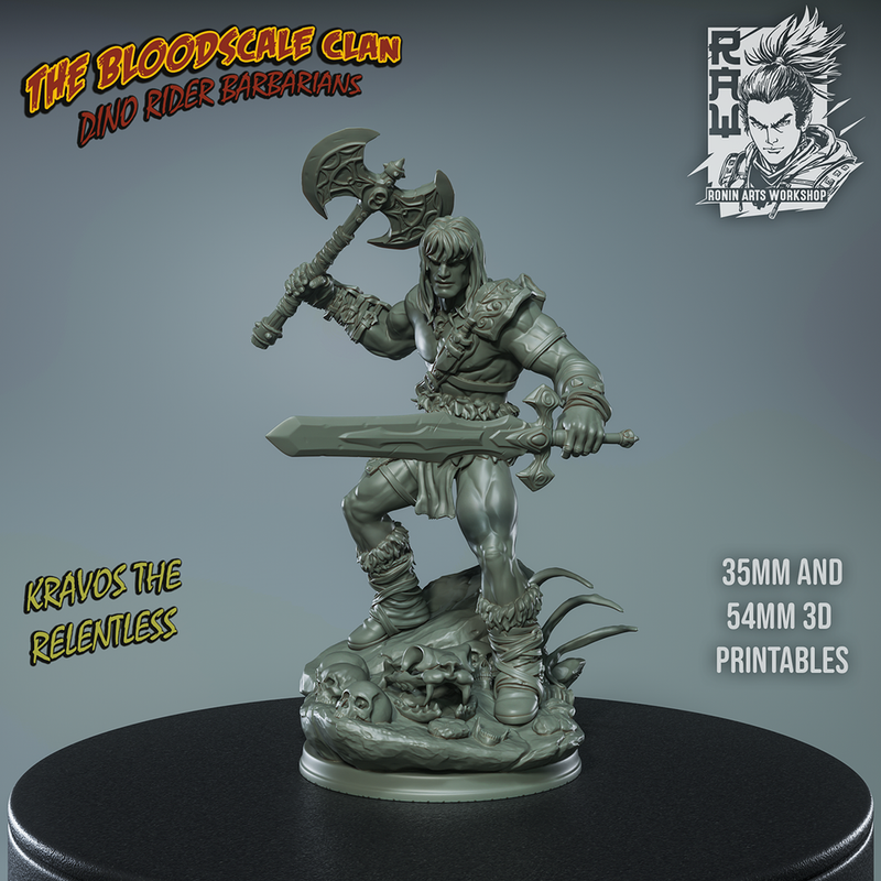 Kravos The Relentless - Human Barbarian - STL only - Only-Games