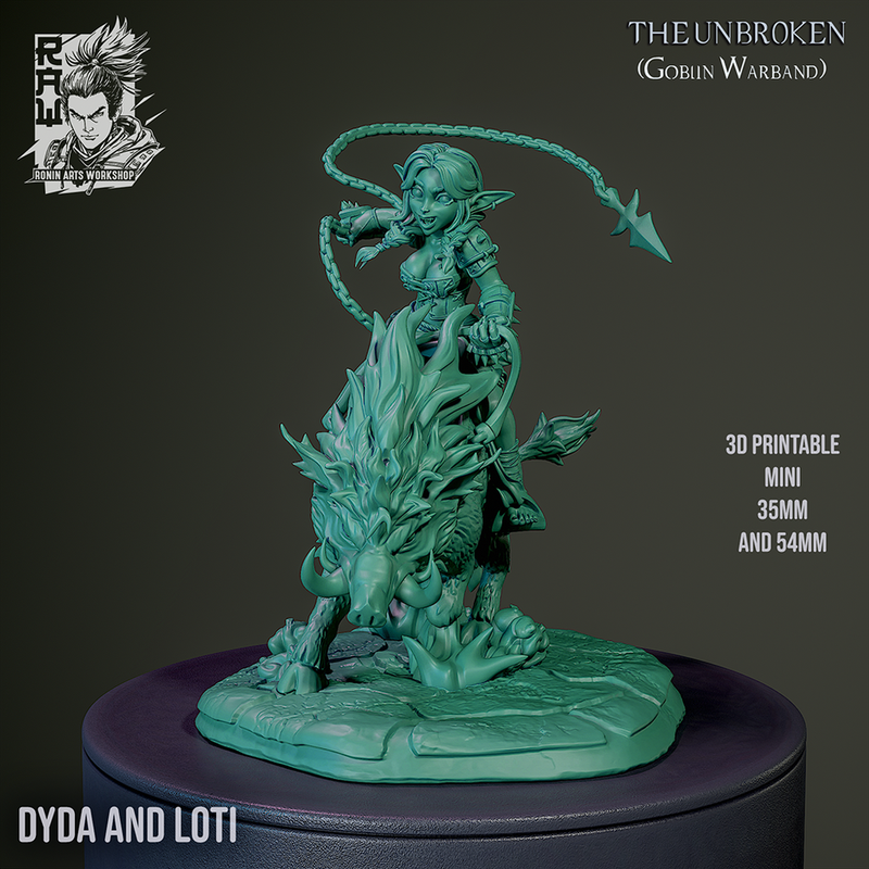 Dyda and Lotti - Female Goblin on Boar Mount - STL only - Only-Games