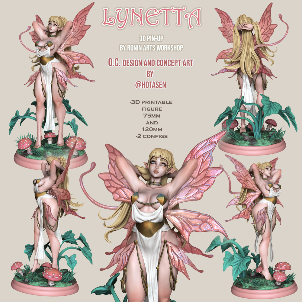 Lynetta Rifici Lynetta - Fairy Pin-Up (75mm and 120mm) NSFW - STL only - Ronin Arts ...