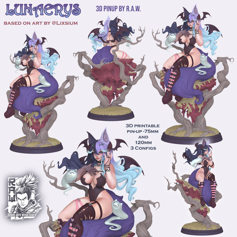 Lunaerys - Celestial Kitsune PinUp (NSFW Version) - STL only - Only-Games