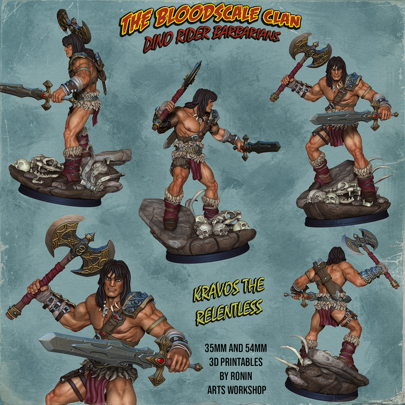 Kravos The Relentless - Human Barbarian - STL only - Only-Games