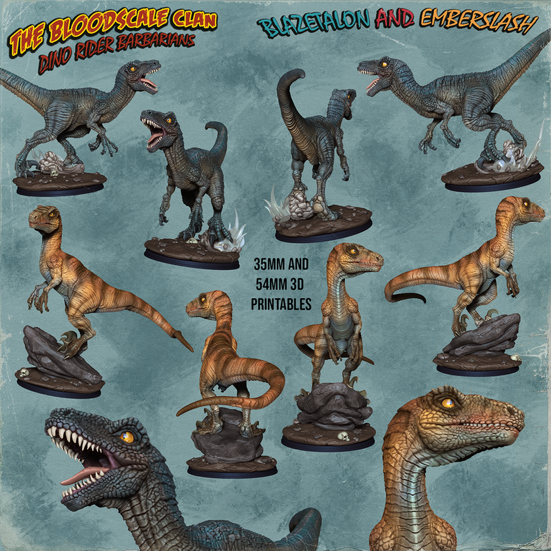 Blazetalon and Emberslash - Velociraptors - 54mm - Only-Games