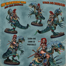 Rodica And Dreadclaw - Female Barbarian riding on therizinosaurus - STL only - Only-Games