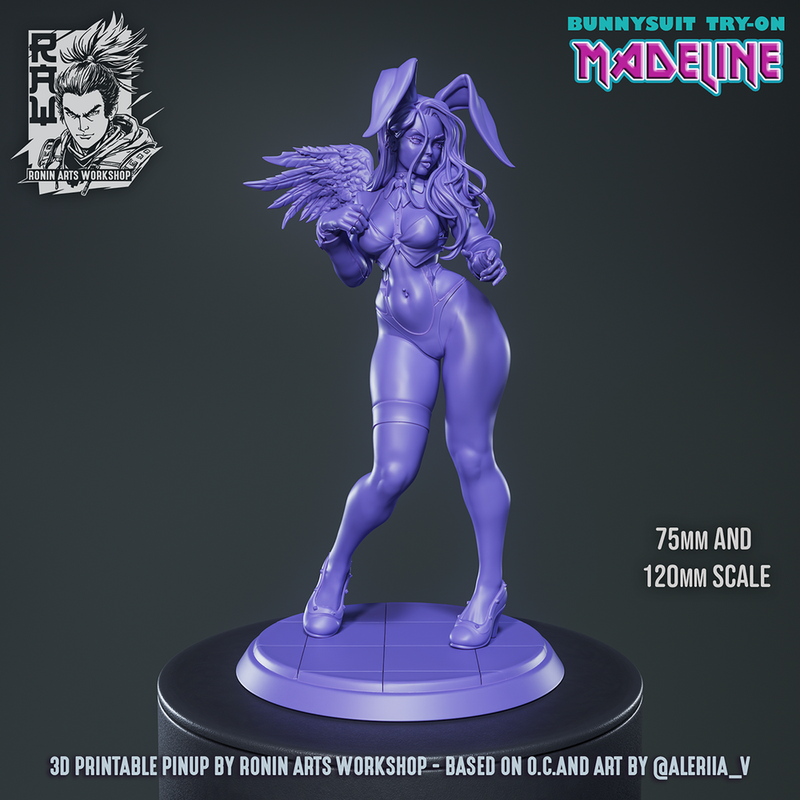 Madeline in BunnySuit PinUp - 75mm plus 120mm (NSFW) - STL only - Only-Games