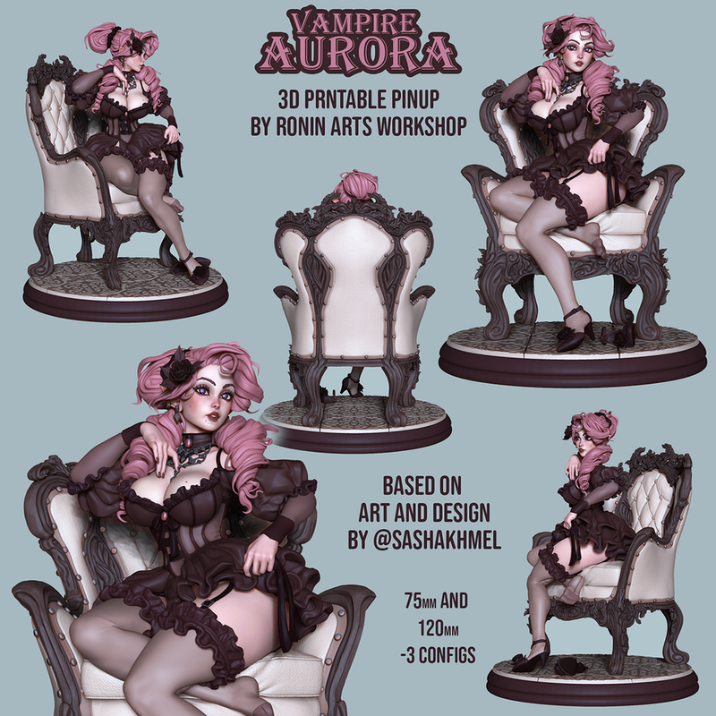 Vampire Aurora - Gothic PinUp Girl - STL only - Only-Games