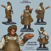 Rene The Baker - Villager NPC with living and undead alts - STL only - Only-Games