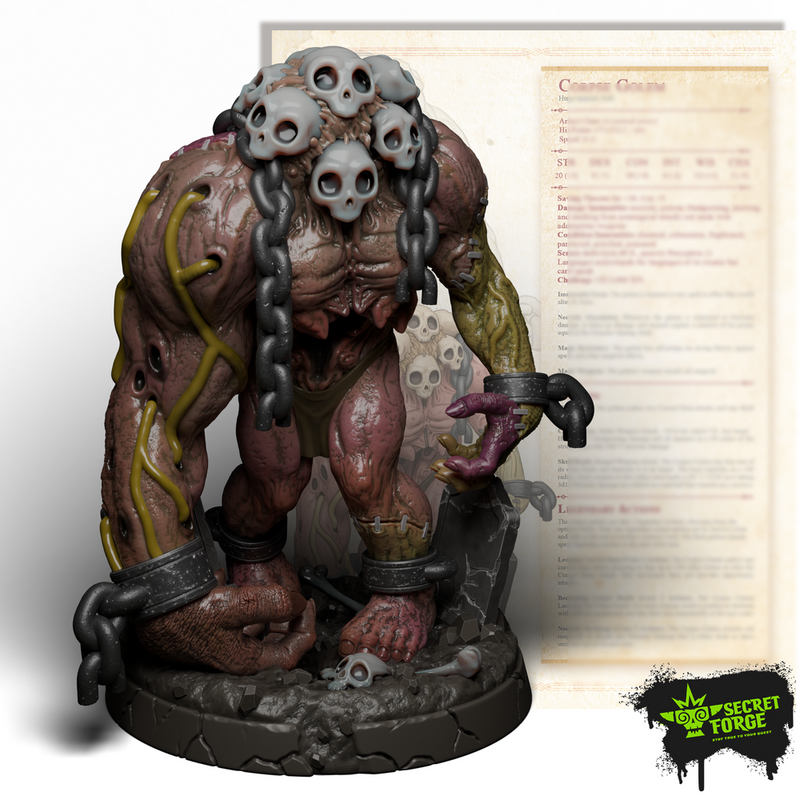 [Corpse Golem] Large Fleshbound Horror – Undead Giant, Zombie Abomination, Stitched Flesh Monster for DnD 5e 2024, and Undead Encounters