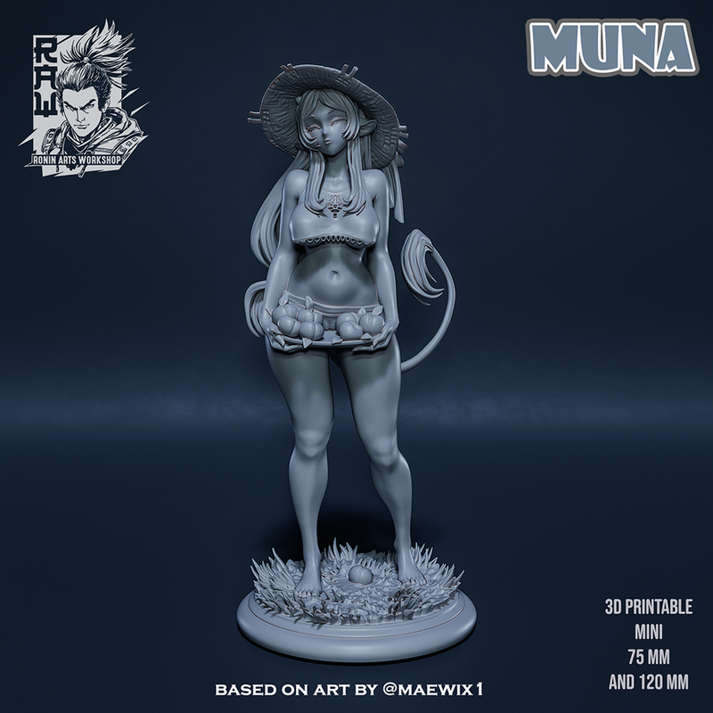 Muna's Peaches - Cowgirl PinUp For 3d Print (75mm and 120mm) - STL only - Only-Games