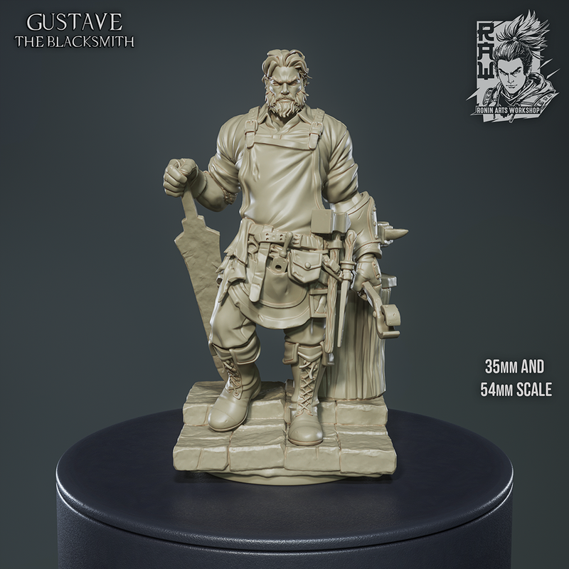 Gustave The Blacksmith - Living and Undead alts mini - 54mm - Only-Games