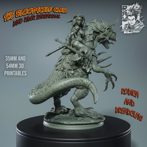 Rodica And Dreadclaw - Female Barbarian riding on therizinosaurus - Only-Games