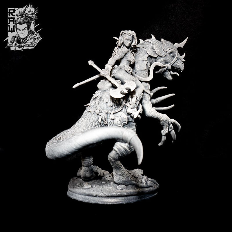 Rodica And Dreadclaw - Female Barbarian riding on therizinosaurus - Only-Games