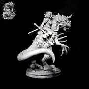 Rodica And Dreadclaw - Female Barbarian riding on therizinosaurus - STL only - Only-Games