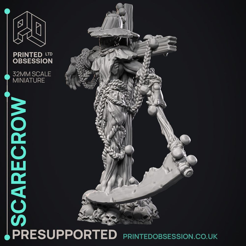 Scarecrow - Undead Monster - Halloween Creature -  PRESUPPORTED - Illustrated and Stats - 32mm scale