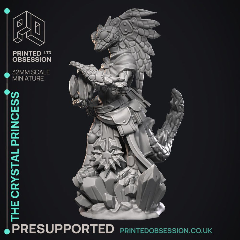Princess of the Crystals - Geckold Royality - PRESUPPORTED - Illustrated and Stats - 32mm scale