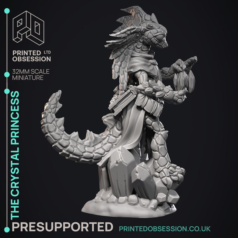 Princess of the Crystals - Geckold Royality - PRESUPPORTED - Illustrated and Stats - 32mm scale