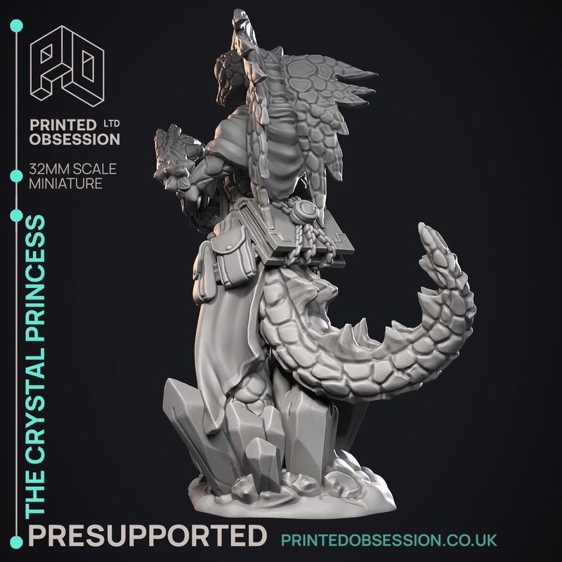 Princess of the Crystals - Geckold Royality - PRESUPPORTED - Illustrated and Stats - 32mm scale