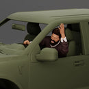 Frustrated Driver In Sweater Shirt Trousers Holding Steering Wheel