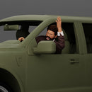 Frustrated Driver In Sweater Shirt Trousers Holding Steering Wheel