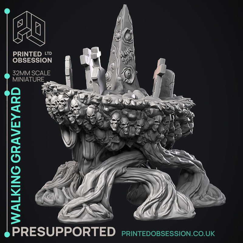 Walking Graveyard - Undead Monster -  PRESUPPORTED - Illustrated and Stats - 32mm scale