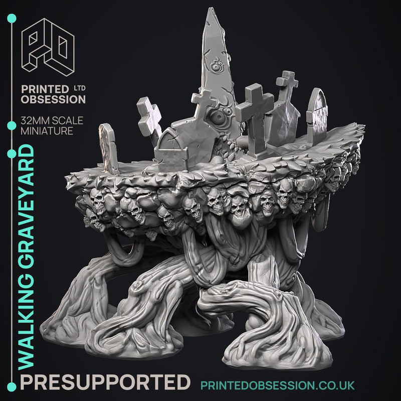 Walking Graveyard - Undead Monster -  PRESUPPORTED - Illustrated and Stats - 32mm scale