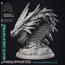 White  Greatwyrm - Dragon Wyrm -  PRESUPPORTED - Illustrated and Stats - 32mm scale