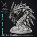 White  Greatwyrm - Dragon Wyrm -  PRESUPPORTED - Illustrated and Stats - 32mm scale
