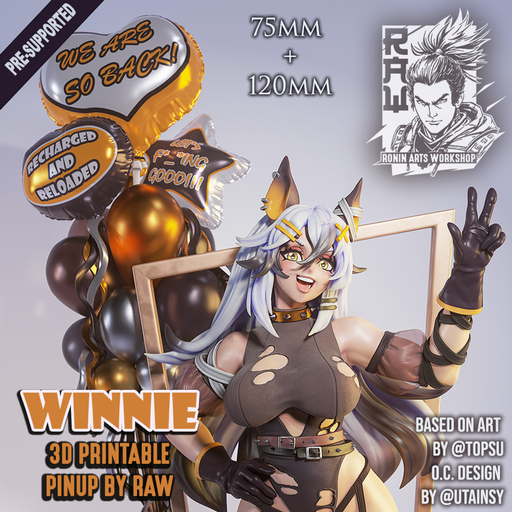Winnie - Catgirl PinUp (75mm and 120mm) - STL only - Only-Games