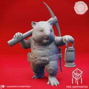 Wombat-folk Miner - Tabletop Miniature (Pre-Supported) - Only-Games