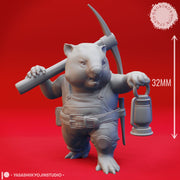 Wombat-folk Miner - Tabletop Miniature (Pre-Supported) - Only-Games