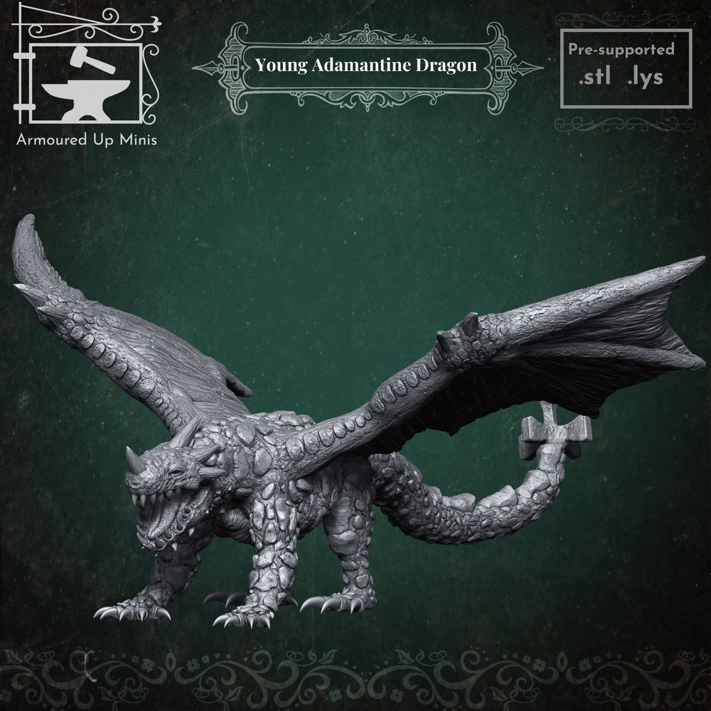 Young Adamantine Dragon - Armoured Up Minisv - Miniatures by Only-Games.co