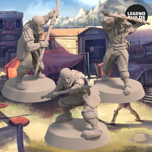 Acenii Barbarian Spearmen (3 unique miniatures) – 3D printable miniature – STL file - Only-Games