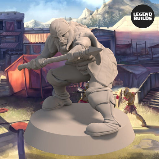 Acenii Barbarian Spearmen – Pose 3 – 3D printable miniature – STL file - Only-Games